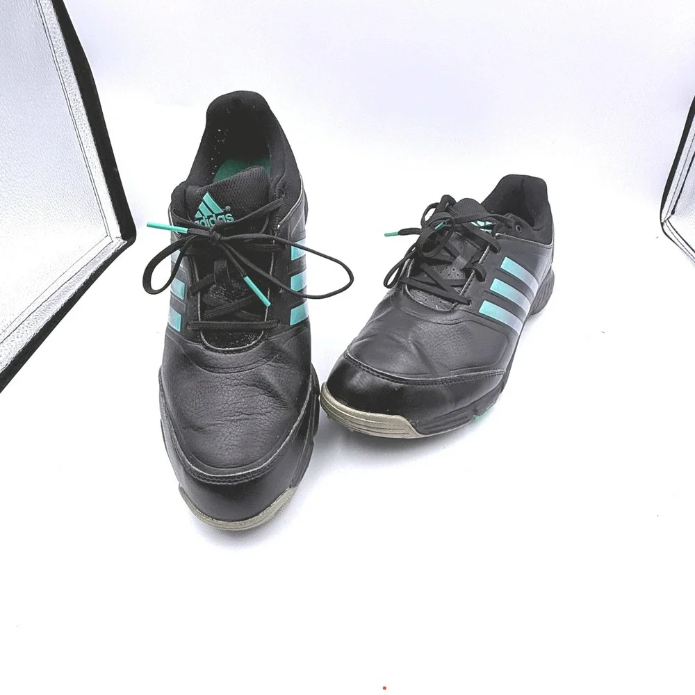 Adidas Adipower Golf Shoes Size 8.5 US Black Teal Spiked Q46904 - Picture 1 of 9